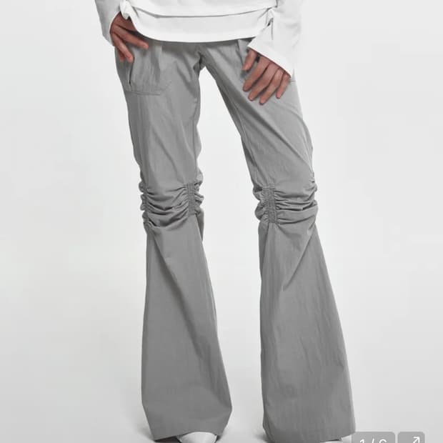 나체 나일론 플레어 팬츠 그레이 0