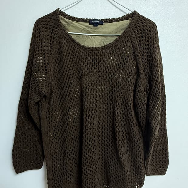 버버리 빈티지 그물 니트 브라운