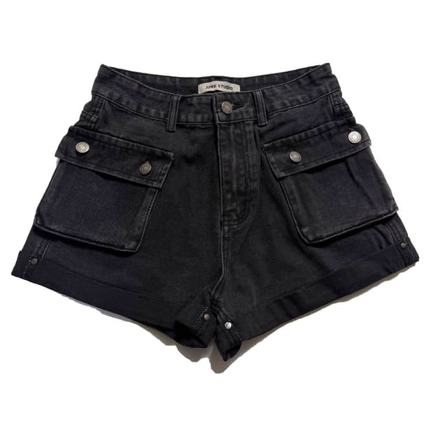 새상품 흑청 데님 반바지 S