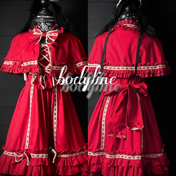 BODYLINE 바디라인 레드 로리타 케이프 / 리본 코르셋 드레스