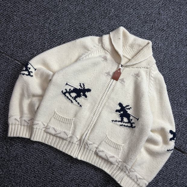 90s 일본 빈티지 코위찬 스웨터 집업 자켓 2171