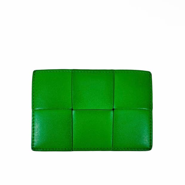 보테가베네타 인트레치아토 남성 레더 카세트 카드 케이스 지갑 패러킷 그린