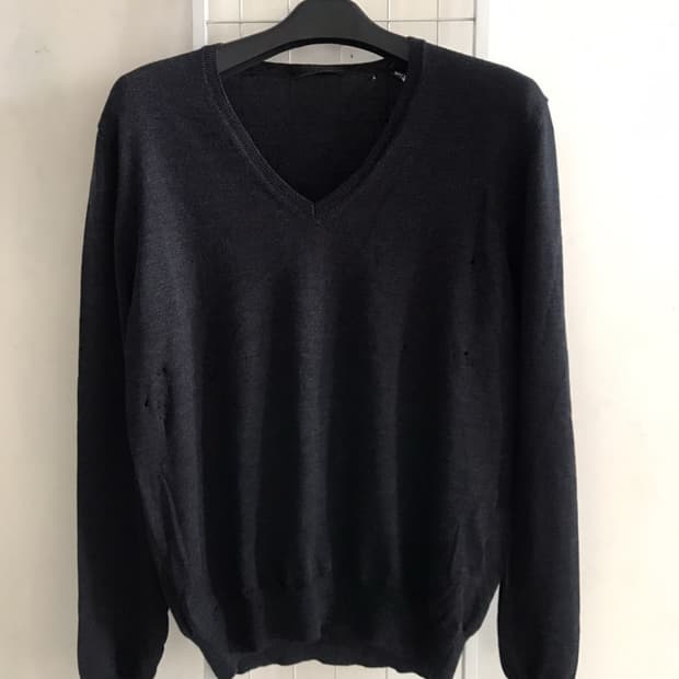 Prada distressed neck wool knit