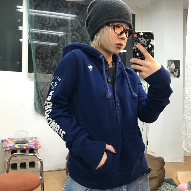 아베크롬비 여성 자수 기모 후드티 