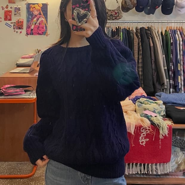 딥퍼플 케이블 니트 스웨터 [무배]