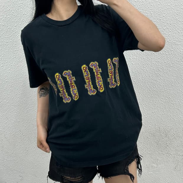 미제 슈프림 18 S/S 곤즈 로고 블랙 반팔 M