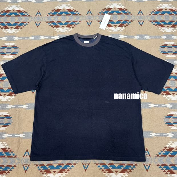 [L][105] 나나미카 레이온 코튼 반팔 티셔츠 빈티지 네이비