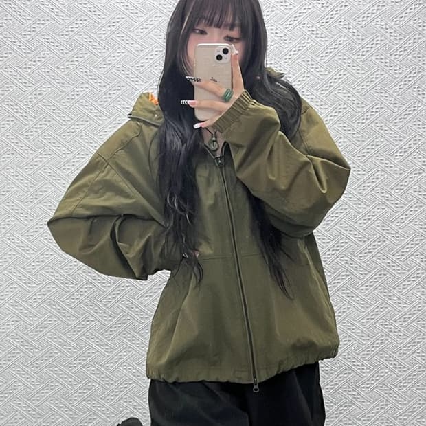 나이키 스포티 고프코어 말차카키 바람막이 자켓 L C10581