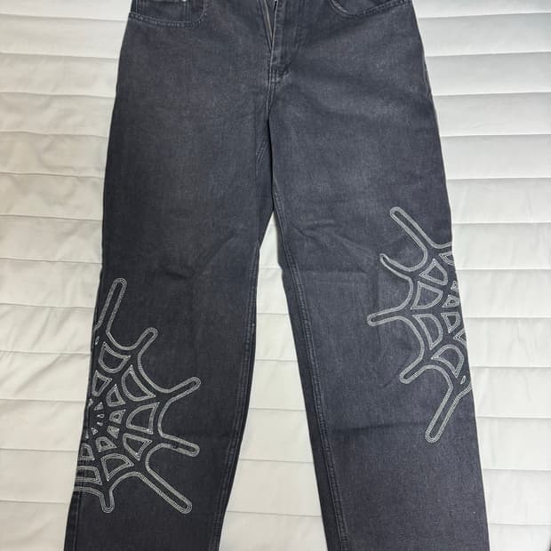 디스이즈네버댓 Web Embroidery Jeans Black