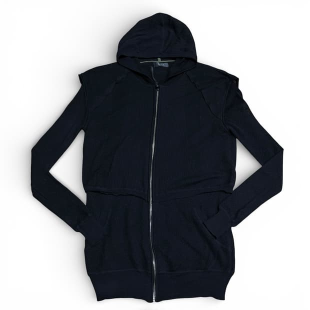 우먼FREE TIME 타임 블랙 레이어드 니트 후드집업 가디건