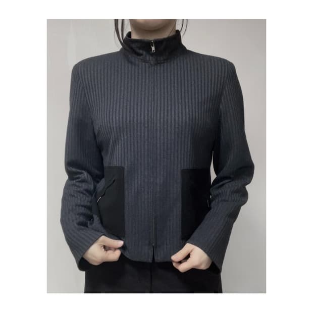 Half Neck Ribbed Pocket Blouson