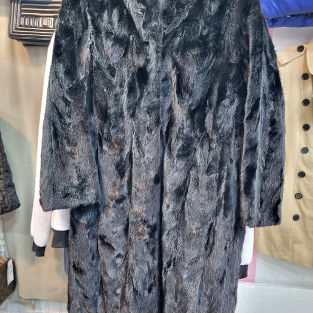 진도 끌레베 블랙 밍크 롱코트