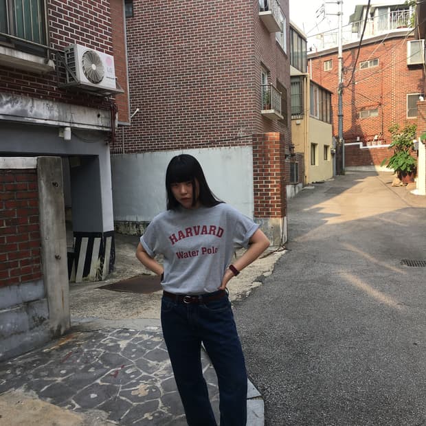 Hanes 헤인즈 하버드 워터폴로 반팔 티셔츠