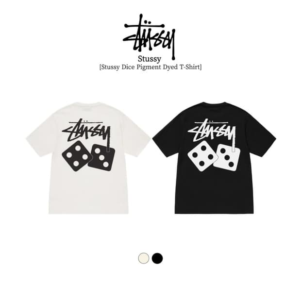 한정수량 / 무료배송/ 스투시 다이스 반팔 티셔츠 블랙/화이트
