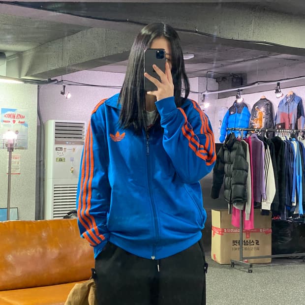 아디다스 파이어버드 오렌지 라인 블루 트랙탑 져지 B4023