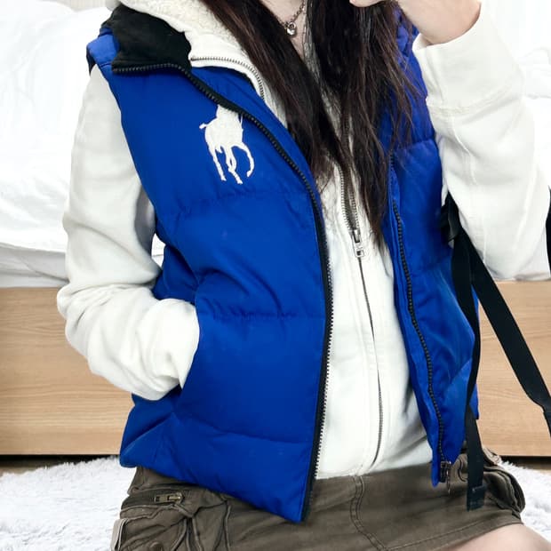 폴로 빅포니 코발트블루 패딩조끼