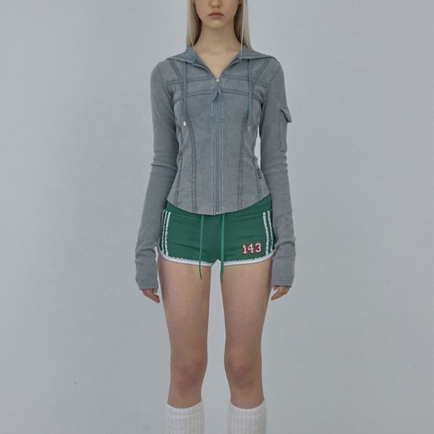 스컬프터 워시드 본디지 후드집업 washed sage L