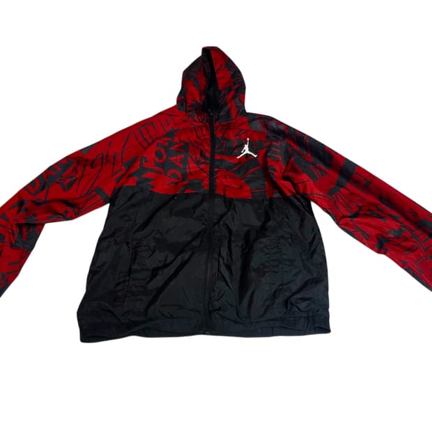 [조던] 스트릿 무드 강렬한 레드 블랙 그래픽 패턴 후드 바람막이 95