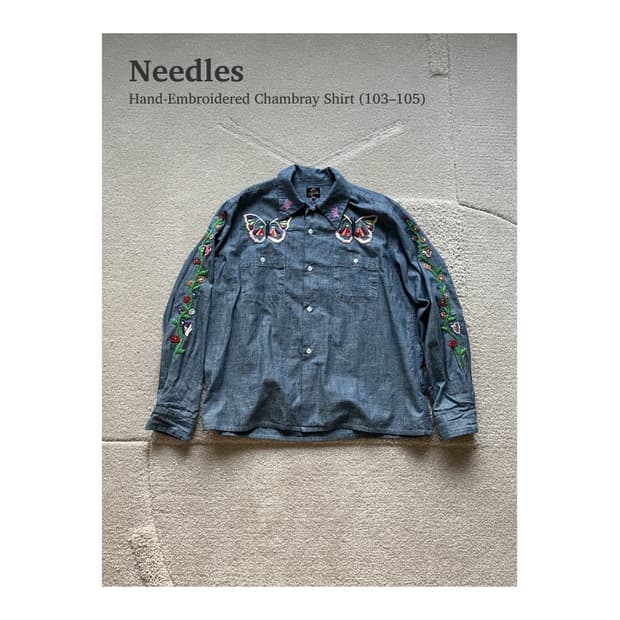 니들스 핸드메이드 자수 샴브레이 셔츠 (103-105)