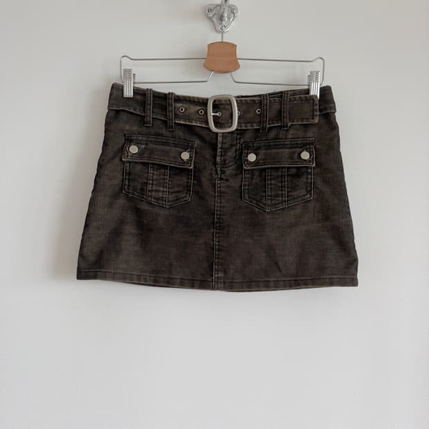 Pre owned 코듀로이 벨티드 숏 스커트