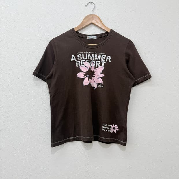 빈티지 BAY HILL 브라운 반팔티