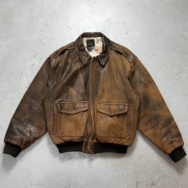 90's OG 아비렉스 레더 A-2 자켓 빈티지 레더 봄버 자켓