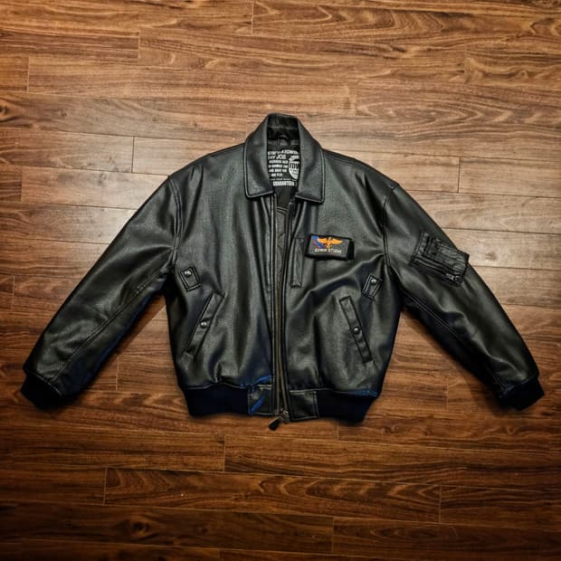 에드윈 레더 봄버자켓 xl