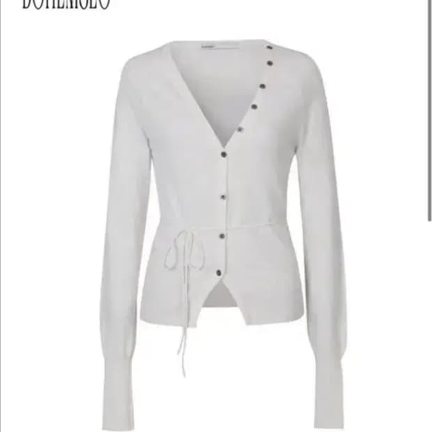 보헤미안 서울 버튼 브이넥 가디건 아이보리