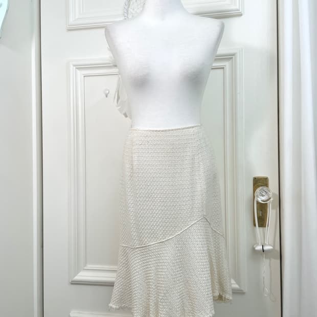 ivory rainbow glitter tweed ruffle midi 