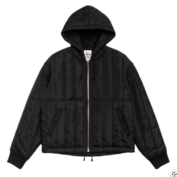 (1회착/L)스투시 퀼티드 나일론 워크 자켓 블랙