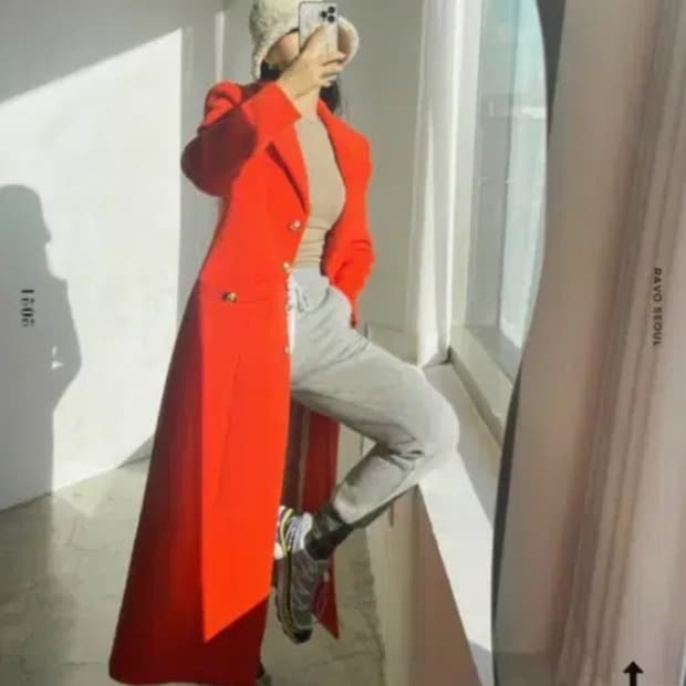라보빈티지 오렌지 롱코트
