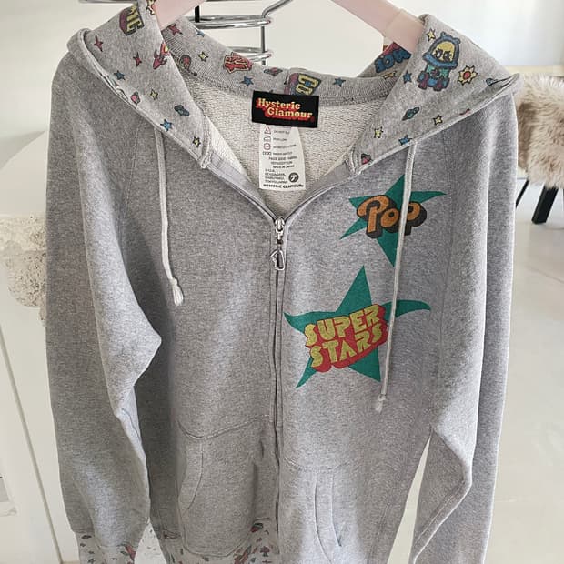히스테릭글래머 90s 멀티 패턴 후드 집업