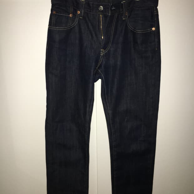 유니클로 인디고 레귤러핏 생지 데님 청바지