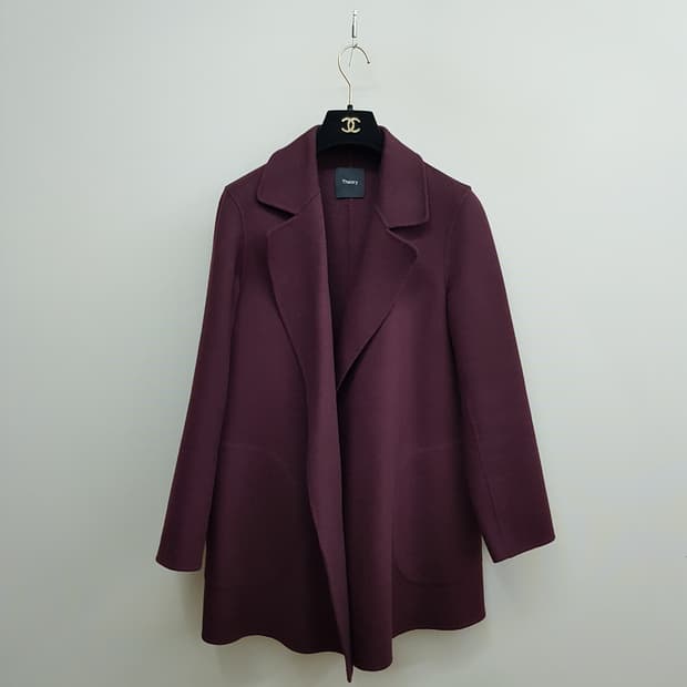 띠어리 버건디 캐시미어 블래딩 코트 S사이즈