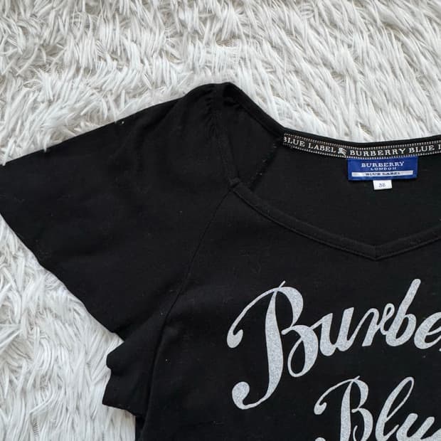 BURBERRY 일본빈티지 크롭 반팔 슬림핏 버버리 크롭티 M 38