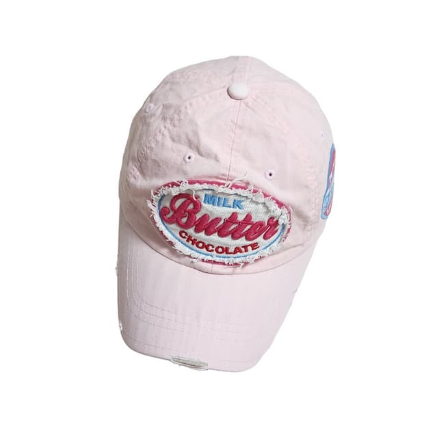 Vintage y2k 연핑크 데미지 볼캡