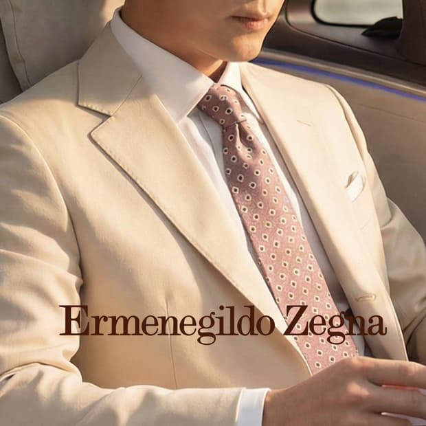 에르메네질도 제냐 실크 패턴 넥타이 8.9cm A+등급 K2179