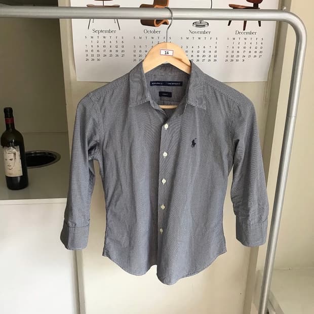 폴로 잔체크 7부 셔츠