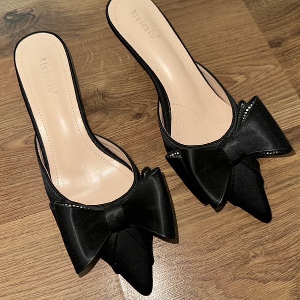 리본뮬 스틸레토 구두