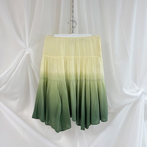 lemon grass gradient unbalanc midi skirt