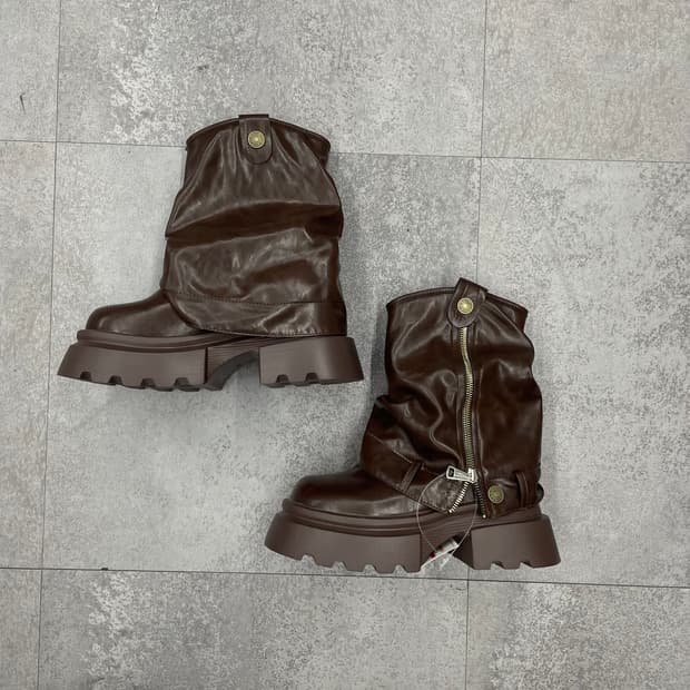 빈티지 y2k 투웨이 양털 브라운 미들 부츠 H1807