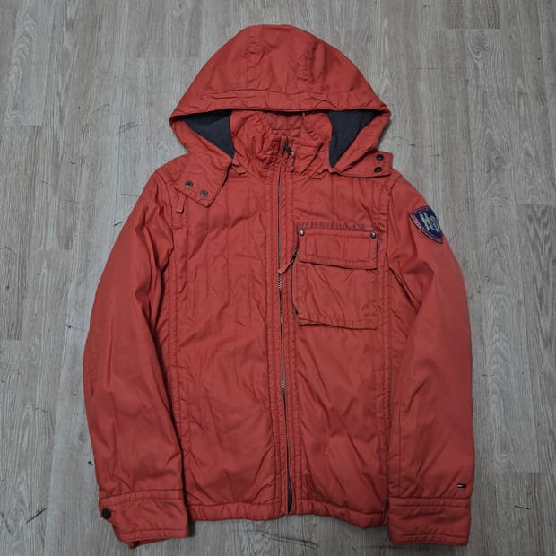 타미힐피거 데님 남성 후드 경량패딩 자켓