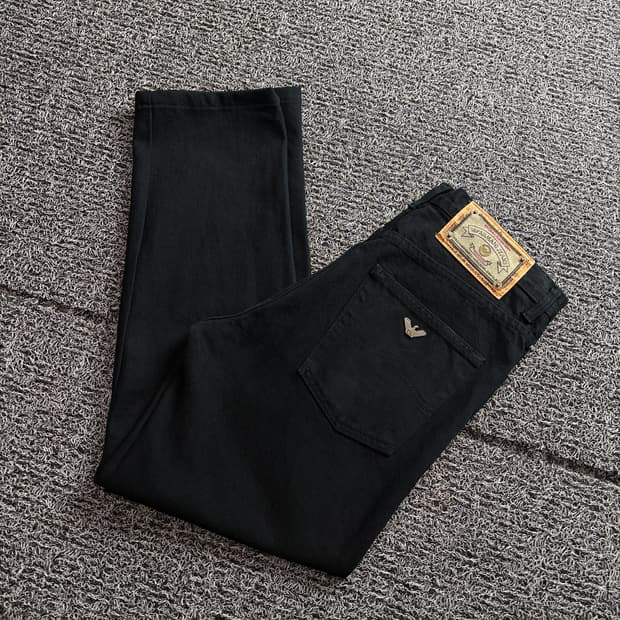 아르마니 아카이브 와이드 핏 블랙 데님 팬츠 3154