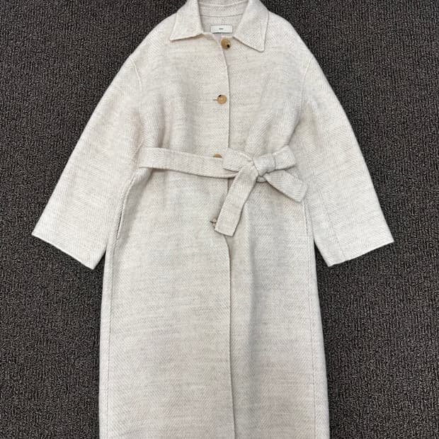 Fave 헤링본 핸드베이드 울 롱 코트 아이보리 F