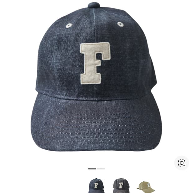 풀카운트 6패널 데님 베이스볼 캡 F 패치 인디고 블루