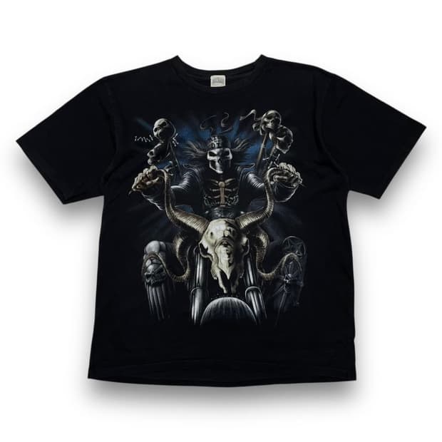 마이클 빈티지 스컬 라이더 바이커 아트 반팔 티셔츠