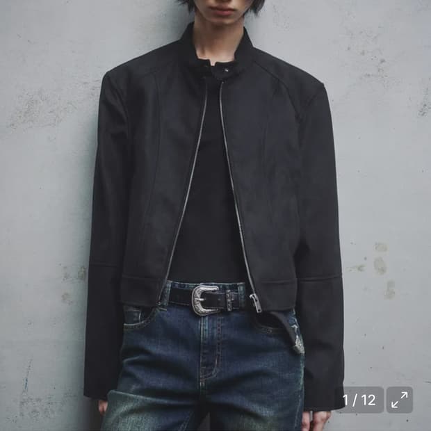 무신사스탠다드우먼 스웨이드 레이서 자켓