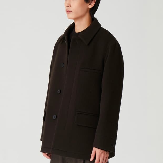 247시리즈 울 하프코트 다크브라운 XL