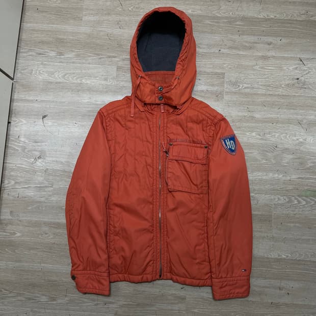 타미힐피거 데님 자수 빅로고 후드 점퍼 [오렌지] M/95