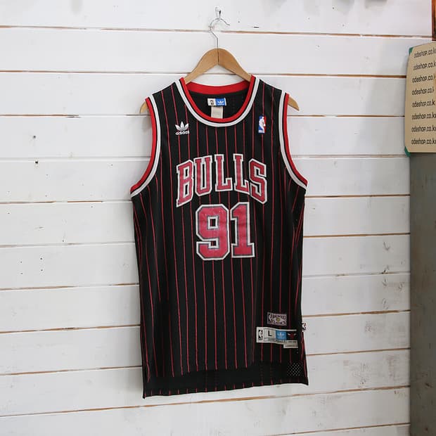 (착용컷) 아디다스 NBA 시카고 불스 데니스 로드맨 유니폼 상의 L